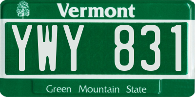 VT license plate YWY831