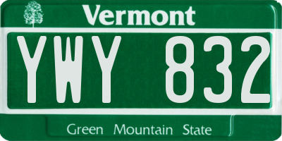 VT license plate YWY832