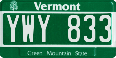 VT license plate YWY833
