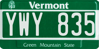 VT license plate YWY835