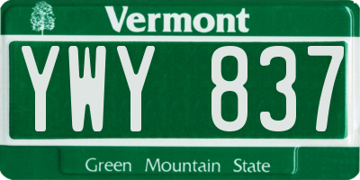 VT license plate YWY837