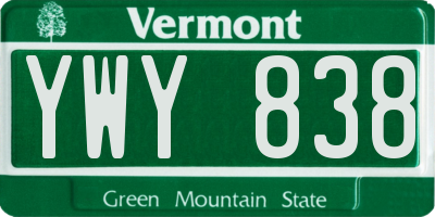 VT license plate YWY838
