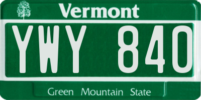 VT license plate YWY840