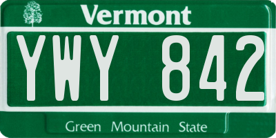 VT license plate YWY842