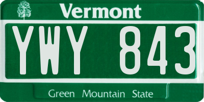 VT license plate YWY843