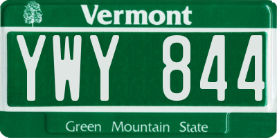VT license plate YWY844