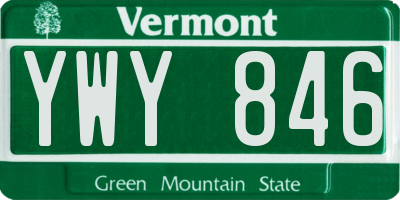 VT license plate YWY846