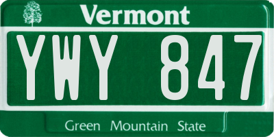 VT license plate YWY847