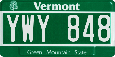VT license plate YWY848