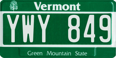 VT license plate YWY849