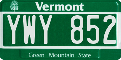 VT license plate YWY852