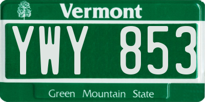 VT license plate YWY853