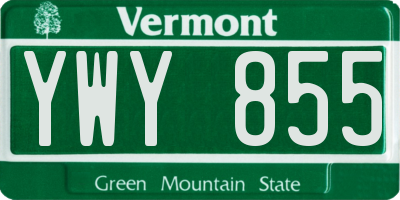 VT license plate YWY855