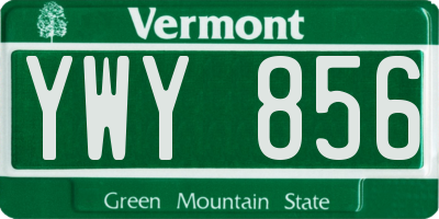 VT license plate YWY856