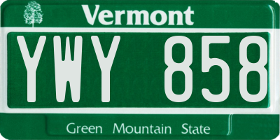 VT license plate YWY858