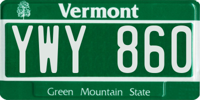 VT license plate YWY860