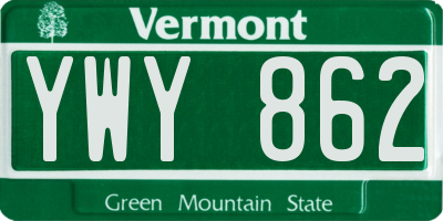 VT license plate YWY862