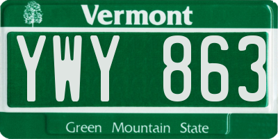 VT license plate YWY863