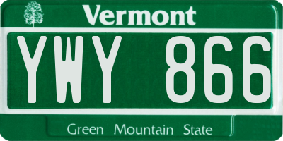 VT license plate YWY866