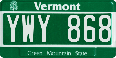 VT license plate YWY868