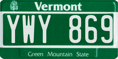 VT license plate YWY869