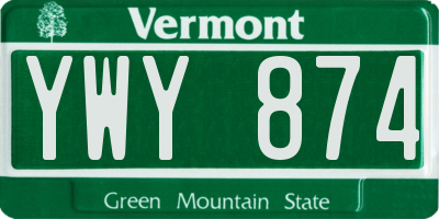 VT license plate YWY874