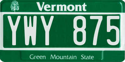 VT license plate YWY875