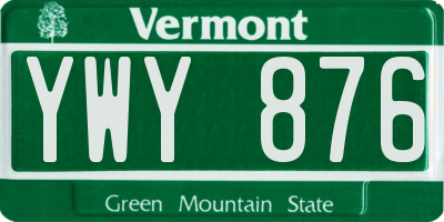 VT license plate YWY876
