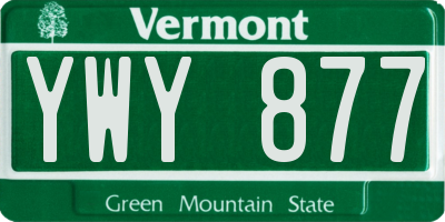 VT license plate YWY877