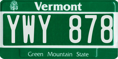 VT license plate YWY878
