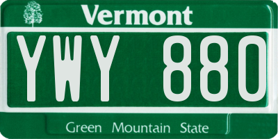 VT license plate YWY880