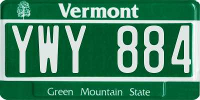 VT license plate YWY884