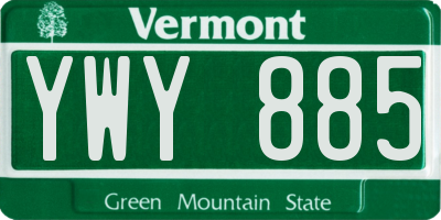 VT license plate YWY885