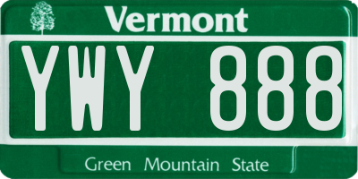 VT license plate YWY888