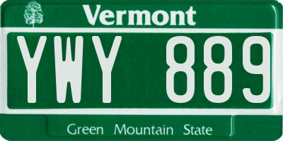 VT license plate YWY889