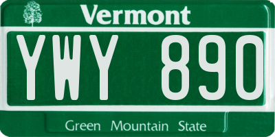 VT license plate YWY890