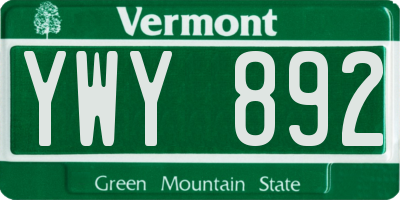 VT license plate YWY892