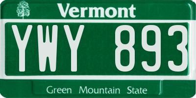 VT license plate YWY893