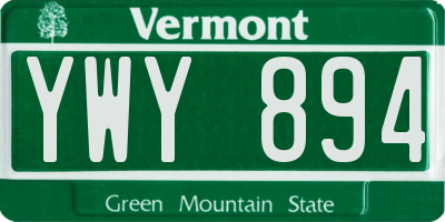 VT license plate YWY894