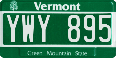 VT license plate YWY895