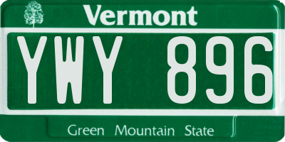 VT license plate YWY896