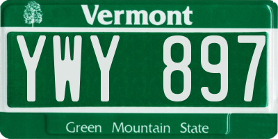 VT license plate YWY897
