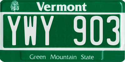 VT license plate YWY903