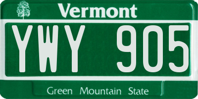 VT license plate YWY905
