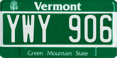 VT license plate YWY906