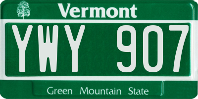 VT license plate YWY907