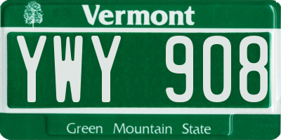 VT license plate YWY908