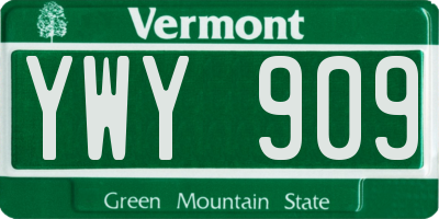 VT license plate YWY909