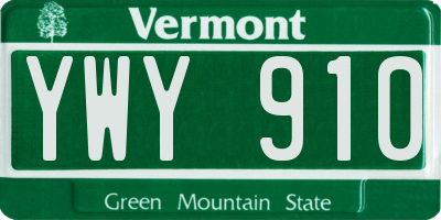 VT license plate YWY910