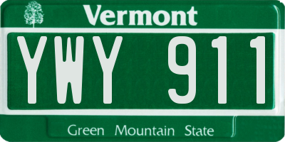 VT license plate YWY911
